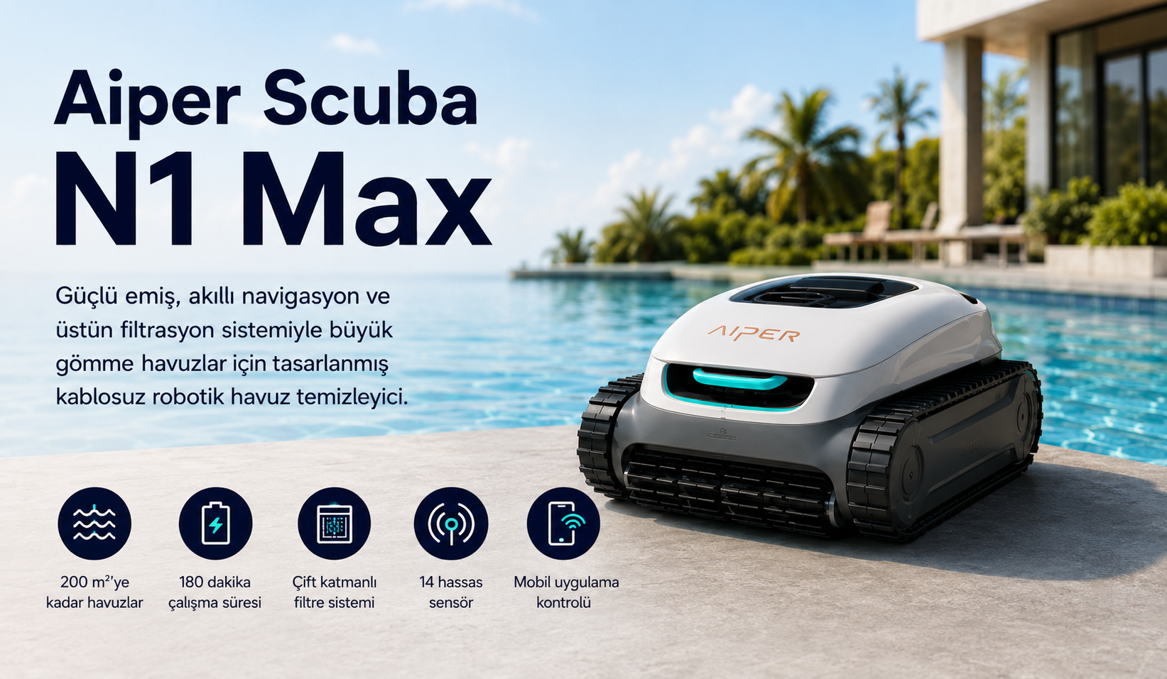 Aiper Scuba N1 Max robotik havuz temizleyici