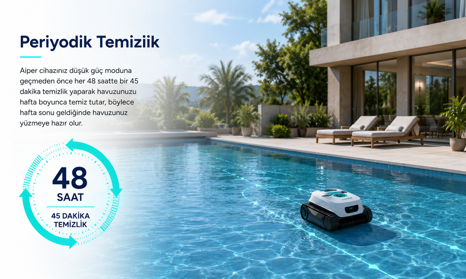 Aiper Scuba N1600 periyodik temizlik modu