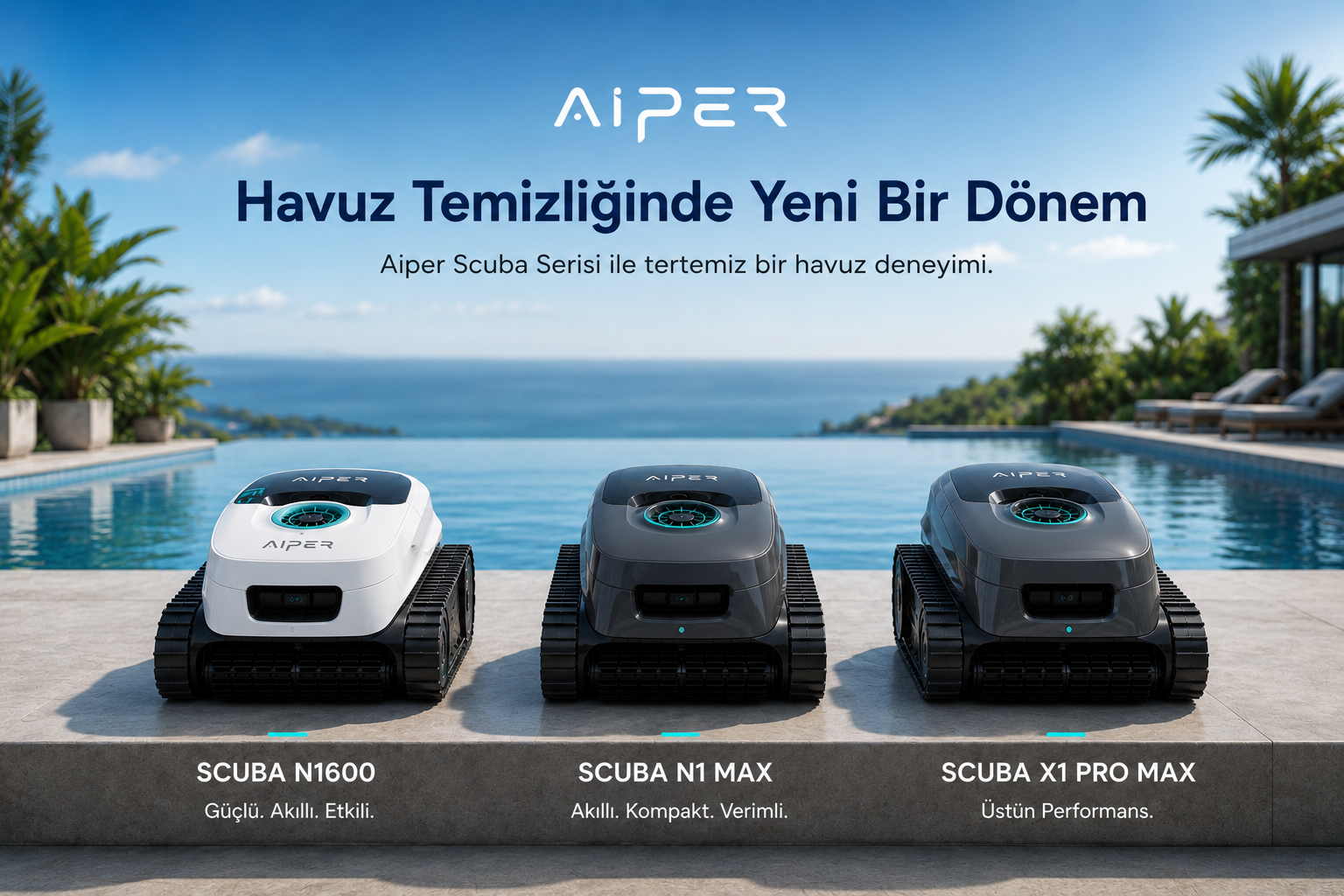 Aiper Scuba serisi N1600 N1 Max X1 Pro Max robotik havuz temizleyiciler