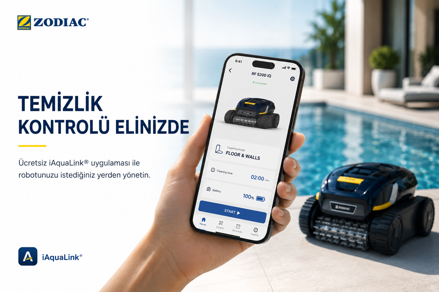 Zodiac RF 5200 iQ iAquaLink mobil uygulama kontrolü